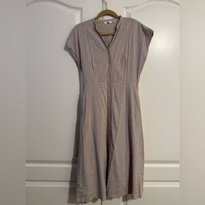 Uniqlo Khaki Checkered Midi Dress